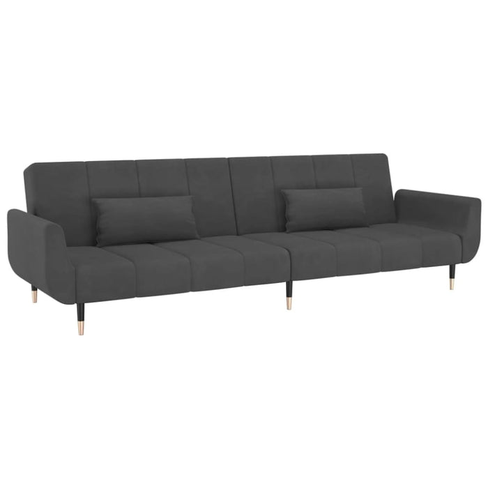 2 - seater Sofa Bed With Two Pillows Dark Grey Velvet Ttipnt