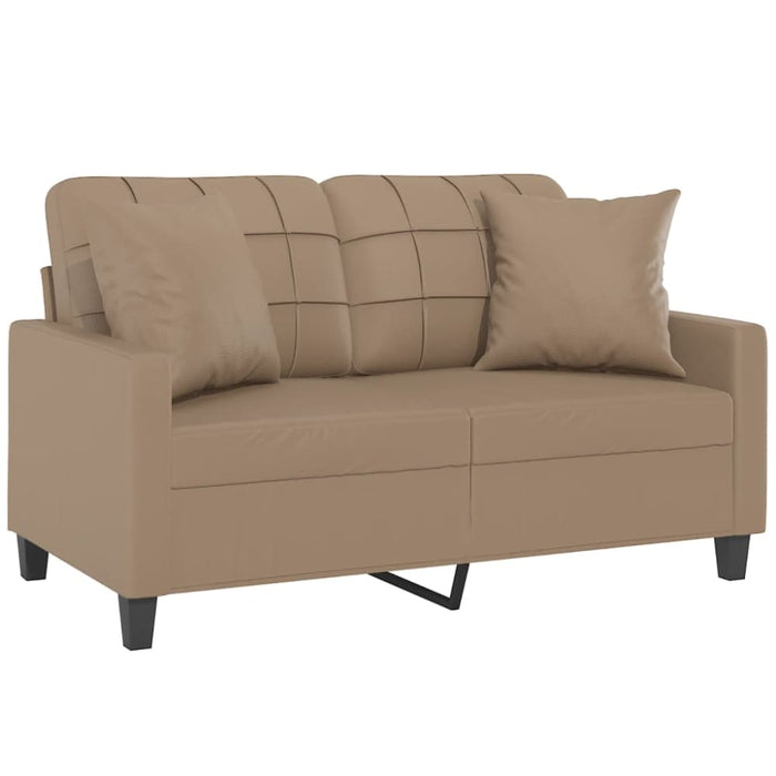 2-seater Sofa With Throw Pillows Cappuccino 120 Cm Faux