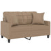 2-seater Sofa With Throw Pillows Cappuccino 120 Cm Faux