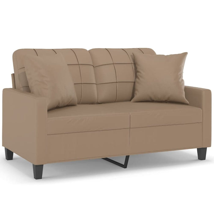 2-seater Sofa With Throw Pillows Cappuccino 120 Cm Faux
