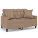 2-seater Sofa With Throw Pillows Cappuccino 120 Cm Faux