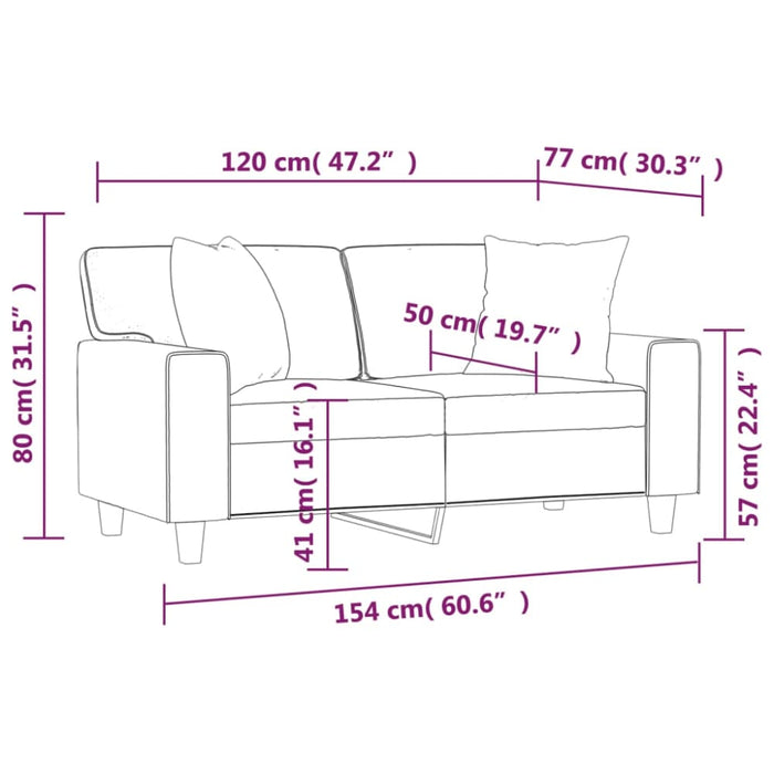 2-seater Sofa With Throw Pillows Cappuccino 120 Cm Faux