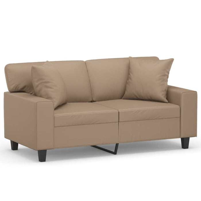 2-seater Sofa With Throw Pillows Cappuccino 120 Cm Faux