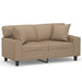 2-seater Sofa With Throw Pillows Cappuccino 120 Cm Faux