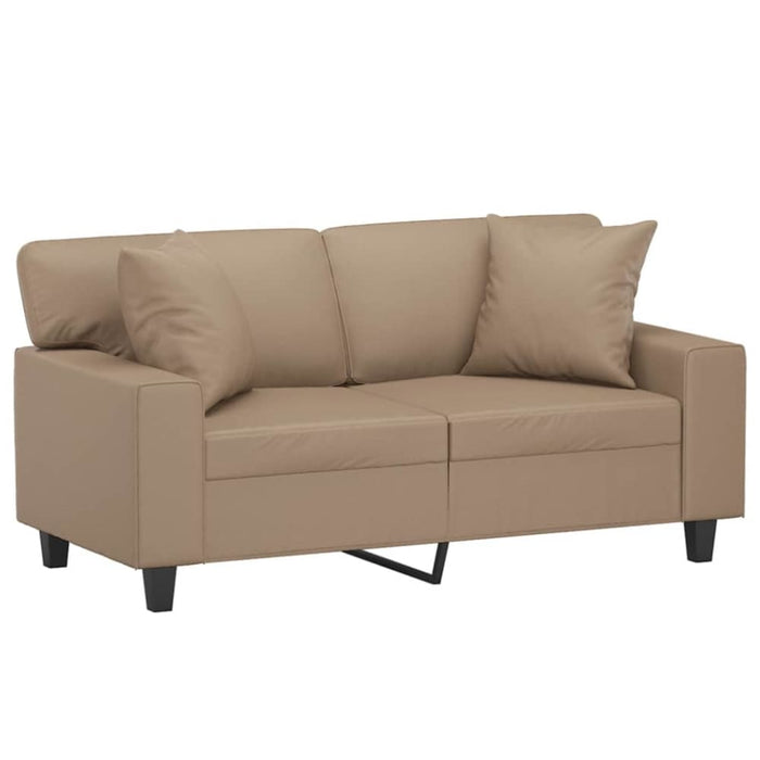 2-seater Sofa With Throw Pillows Cappuccino 120 Cm Faux