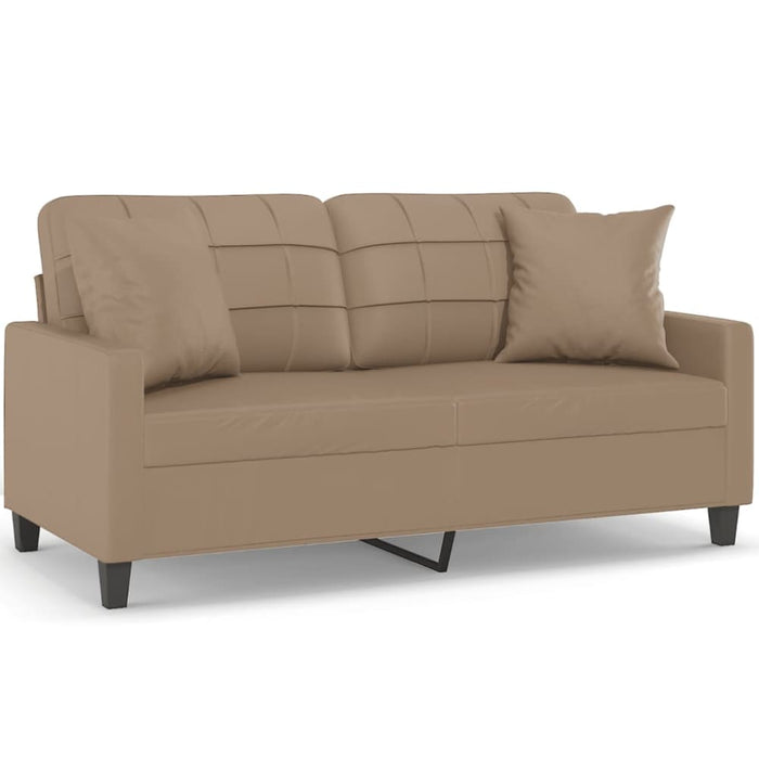 2 - seater Sofa With Throw Pillows Cappuccino 140 Cm Faux