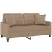 2 - seater Sofa With Throw Pillows Cappuccino 140 Cm Faux