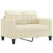 2-seater Sofa With Throw Pillows Cream 120 Cm Faux Leather