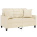 2-seater Sofa With Throw Pillows Cream 120 Cm Faux Leather
