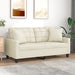 2-seater Sofa With Throw Pillows Cream 140 Cm Faux Leather