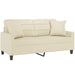 2-seater Sofa With Throw Pillows Cream 140 Cm Faux Leather