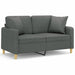 2-seater Sofa with Throw Pillows Dark Grey 120 Cm Fabric
