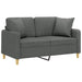 2-seater Sofa with Throw Pillows Dark Grey 120 Cm Fabric
