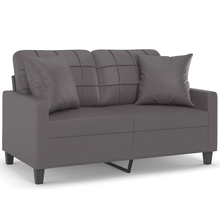 2-seater Sofa With Throw Pillows Grey 120 Cm Faux Leather
