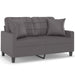 2-seater Sofa With Throw Pillows Grey 120 Cm Faux Leather