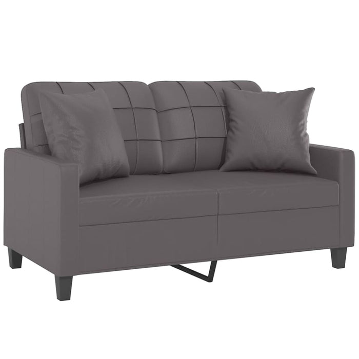 2-seater Sofa With Throw Pillows Grey 120 Cm Faux Leather