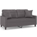 2-seater Sofa With Throw Pillows Grey 140 Cm Faux Leather