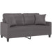 2-seater Sofa With Throw Pillows Grey 140 Cm Faux Leather