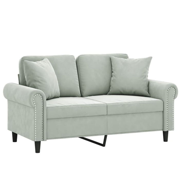 2 - seater Sofa With Throw Pillows Light Grey 120 Cm Velvet