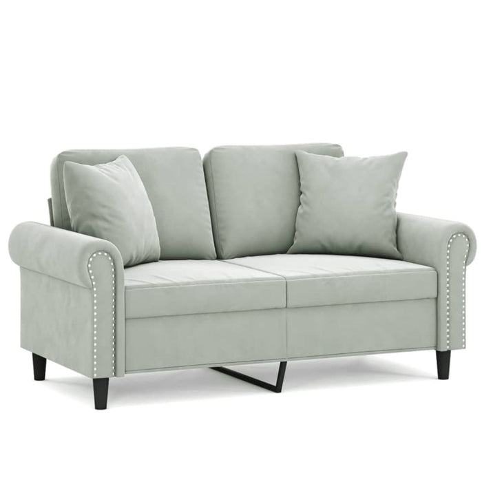 2 - seater Sofa With Throw Pillows Light Grey 120 Cm Velvet