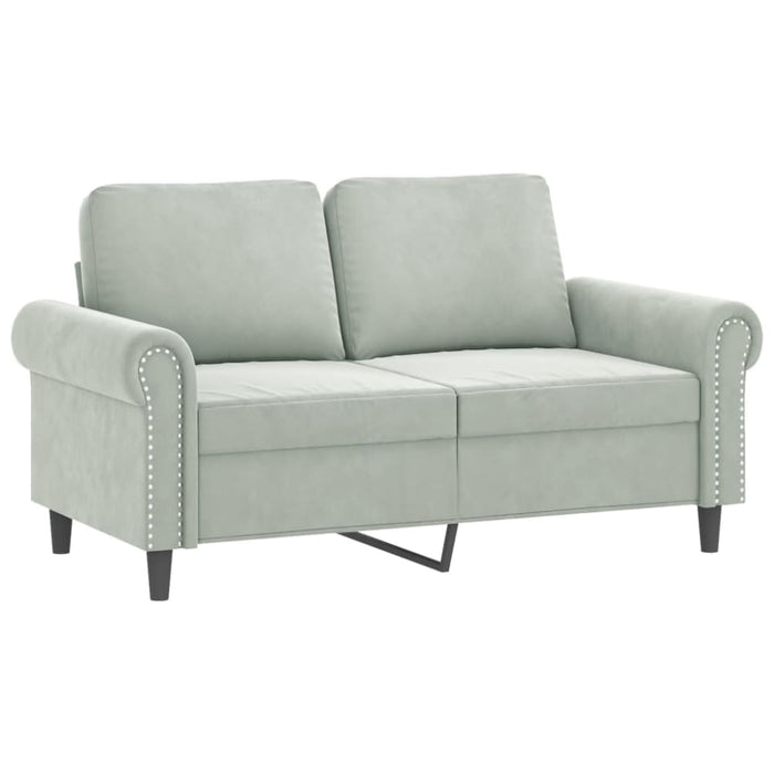 2 - seater Sofa With Throw Pillows Light Grey 120 Cm Velvet