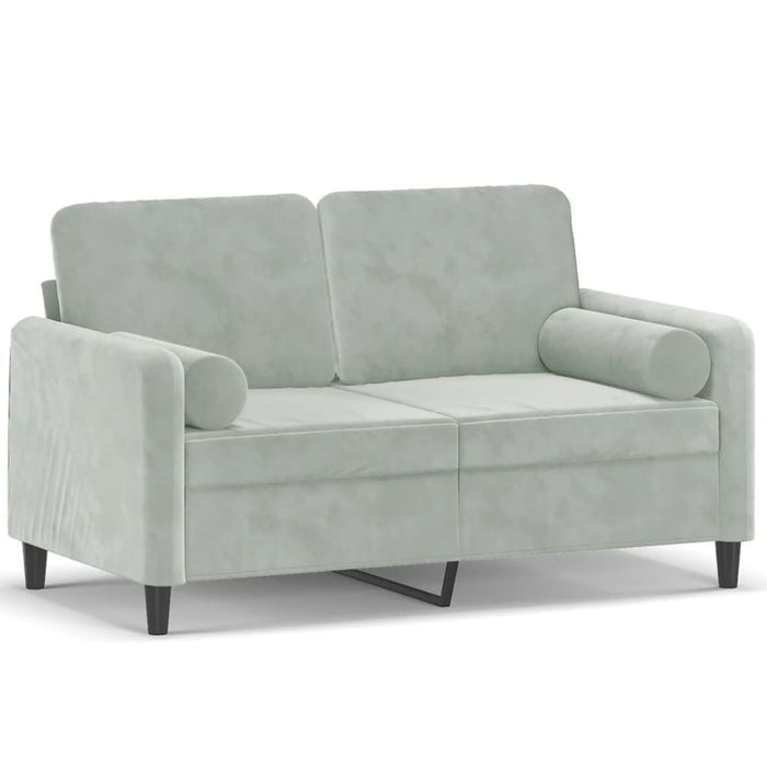 2-seater Sofa With Throw Pillows Light Grey 120 Cm Velvet