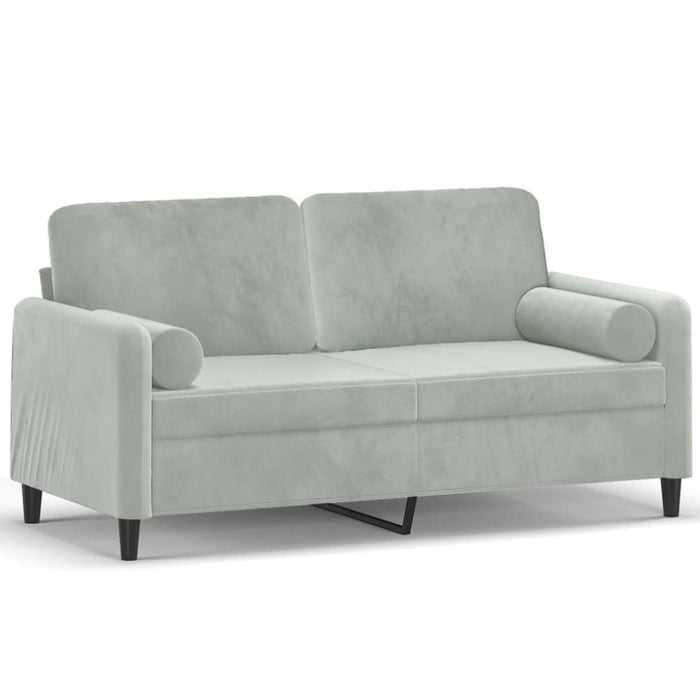 2 - seater Sofa With Throw Pillows Light Grey 140 Cm Velvet