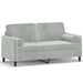 2 - seater Sofa With Throw Pillows Light Grey 140 Cm Velvet