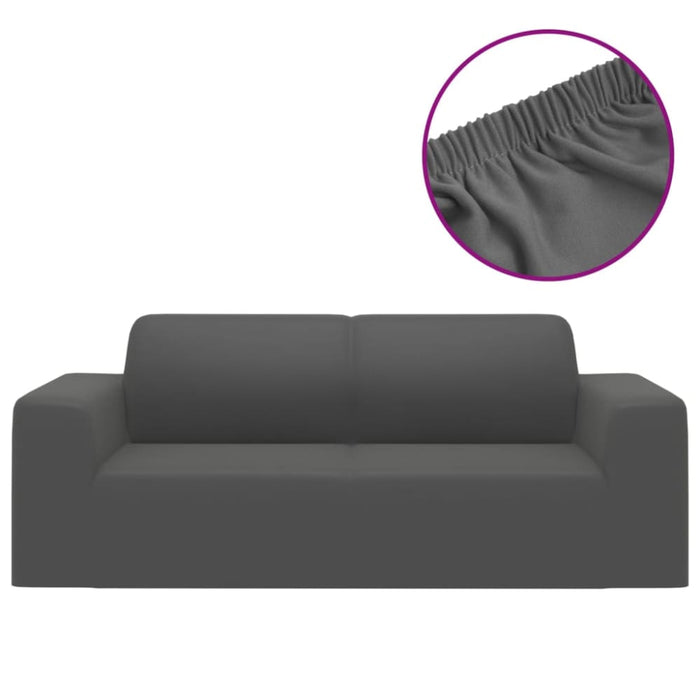 2-seater Stretch Couch Slipcover Anthracite Polyester