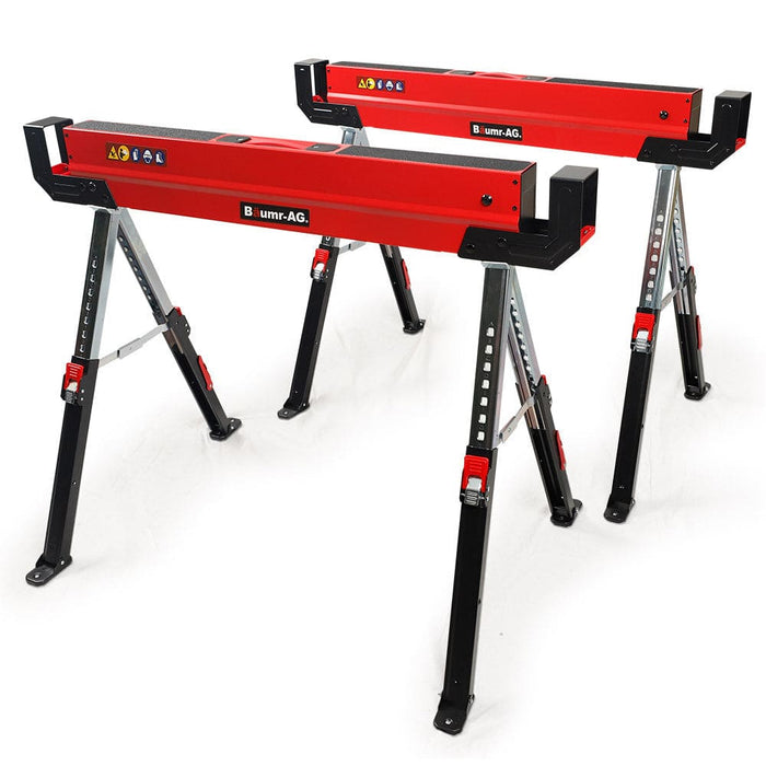 2 x Steel Saw Horse Folding Height Adjustable Sawhorse
