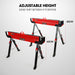 2 x Steel Saw Horse Folding Height Adjustable Sawhorse