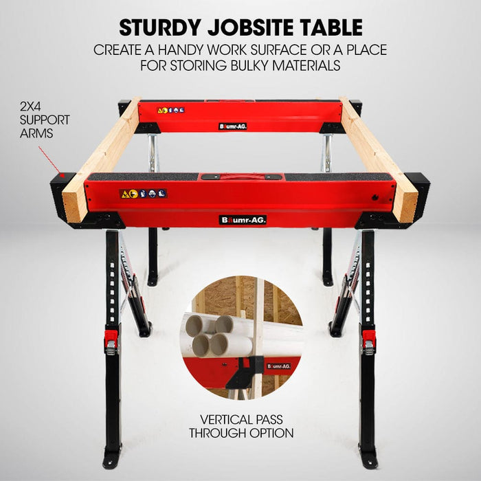 2 x Steel Saw Horse Folding Height Adjustable Sawhorse