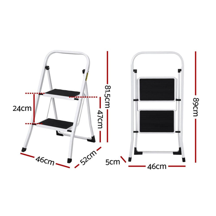 2 Step Ladder Multi-purpose Folding Steel Light Weight