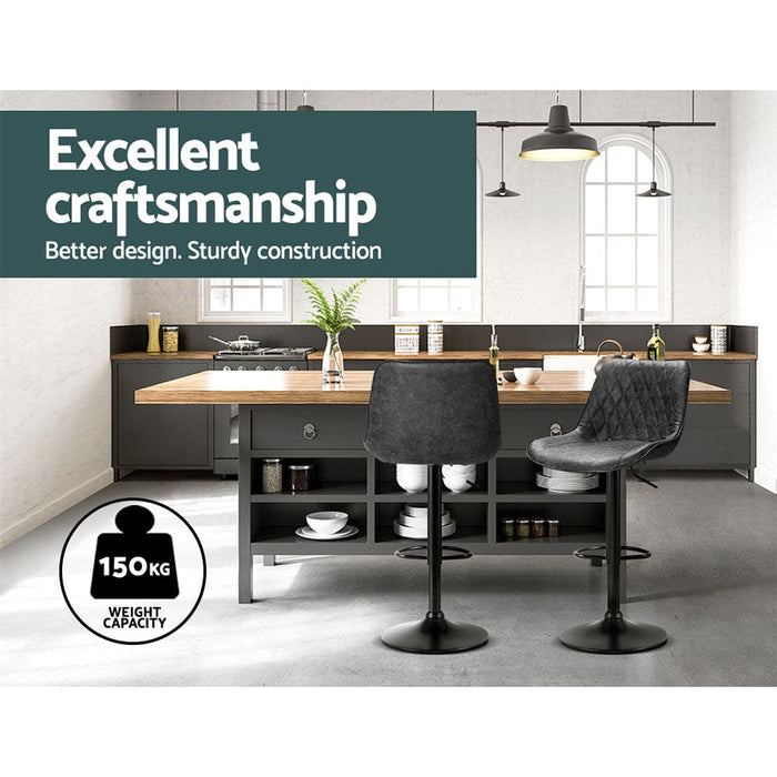 Set of 2 Bar Stools Kitchen Stool Chairs Metal Barstool