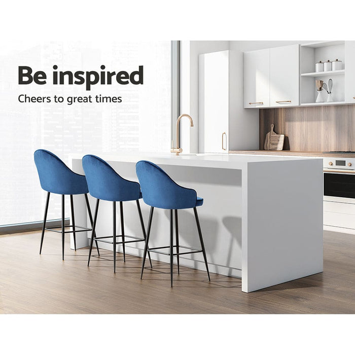 Set of 2 Bar Stools Kitchen Stool Dining Chairs Velvet