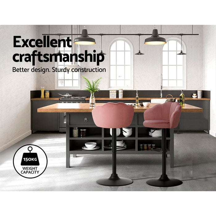 Set of 2 Bar Stools Kitchen Stool Swivel Chair Gas Lift