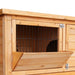 2-storey Wooden Chicken Coop & Rabbit Hutch with Trough