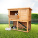 2-storey Wooden Chicken Coop & Rabbit Hutch with Trough