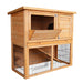 2-storey Wooden Chicken Coop & Rabbit Hutch with Trough