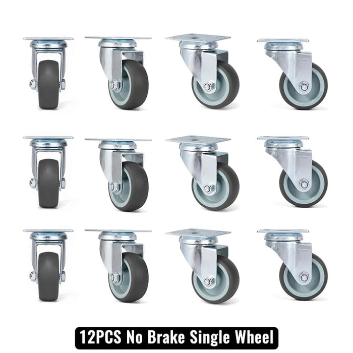 2 Swivel Caster Set Tpr Rubber Wheels For Heavy Duty