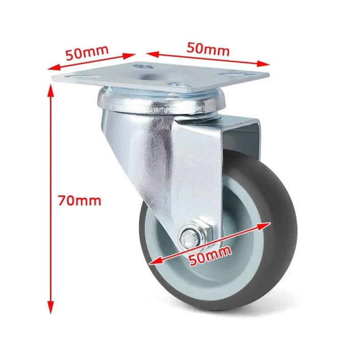 2 Swivel Caster Set Tpr Rubber Wheels For Heavy Duty
