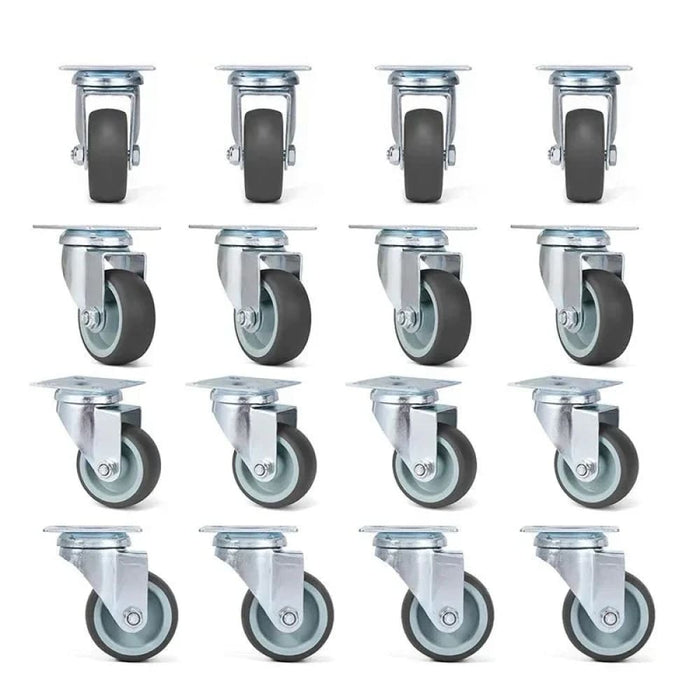 2 Swivel Caster Set Tpr Rubber Wheels For Heavy Duty