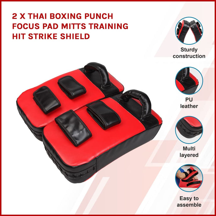 2 x Thai Boxing Punch Focus Pad Mitts Training Hit Strike