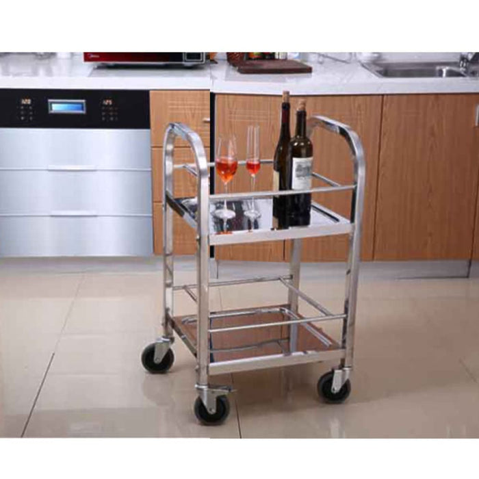2x 2 Tier 500x500x950 Stainless Steel Square Tube Drink Wine