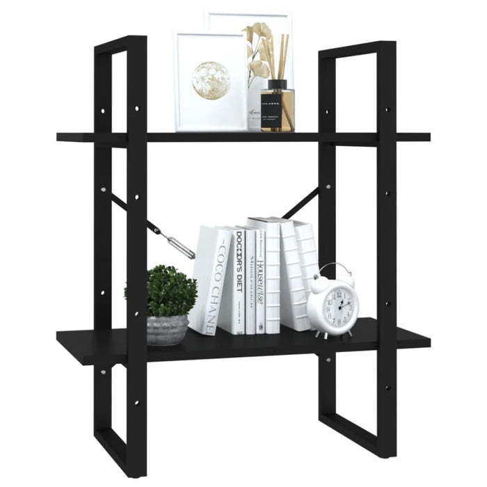 2-tier Book Cabinet Black 60x30x70 Cm Chipboard Nblaxn