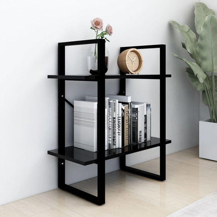 2-tier Book Cabinet Black 60x30x70 Cm Chipboard Nblaxn
