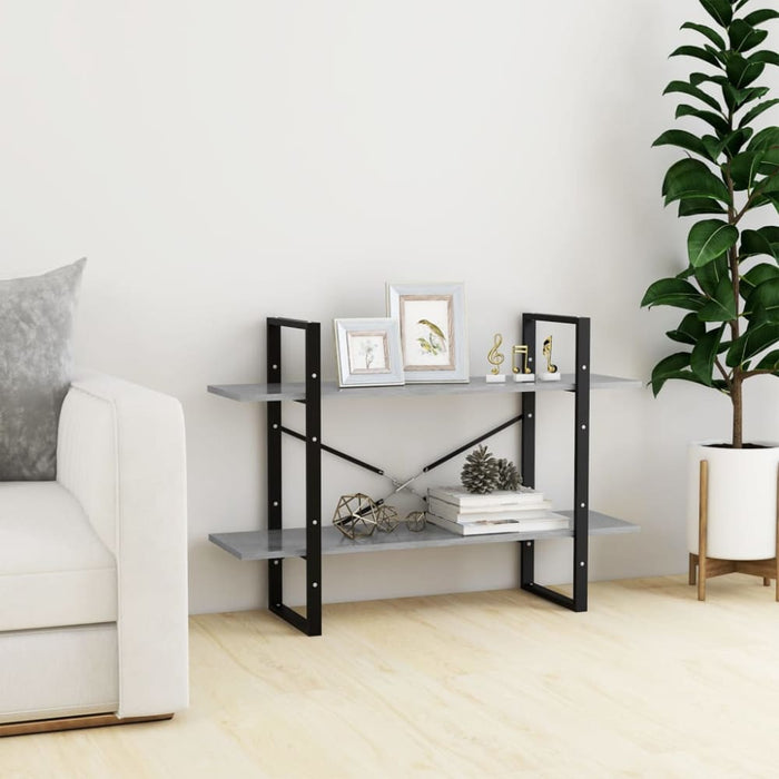 2-tier Book Cabinet Concrete Grey 100x30x70 Cm Chipboard