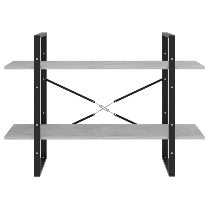 2-tier Book Cabinet Concrete Grey 100x30x70 Cm Chipboard