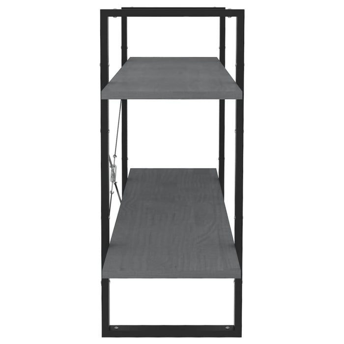 2-tier Book Cabinet Grey 100x30x70 Cm Solid Pine Wood Nblaia