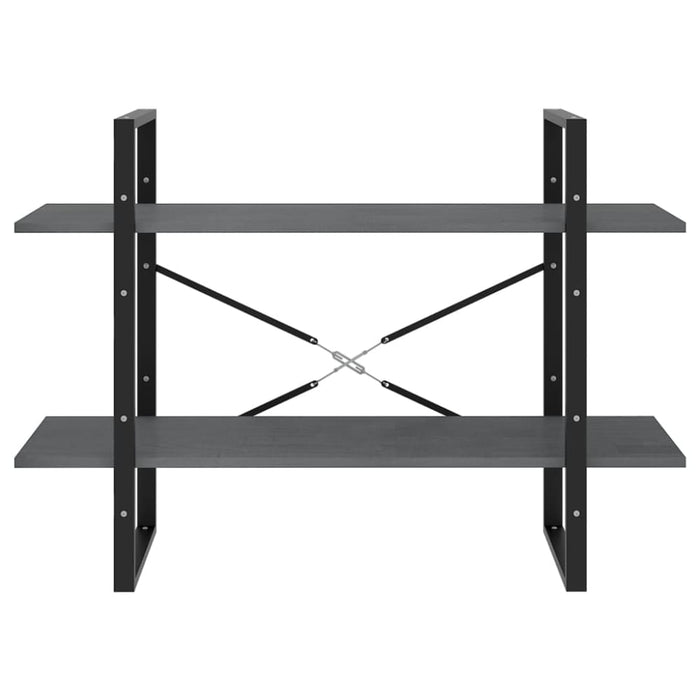 2-tier Book Cabinet Grey 100x30x70 Cm Solid Pine Wood Nblaia